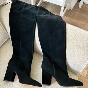 Vince Camuto Phranzie knee-high boot in black suede, size 6M, worn once.